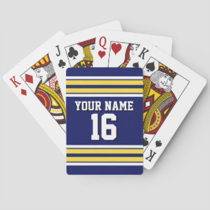 Navy Blue with Yellow White Stripes Team Jersey Playing Cards