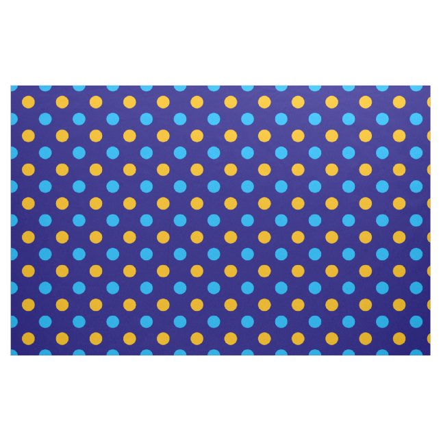 Navy Blue Yellow Cyan Polka Dots Design  Fabric (Fat Quarter)
