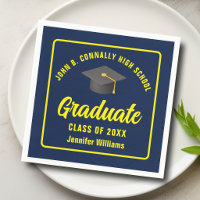 Navy Blue Yellow Graduate Custom Graduation Party
