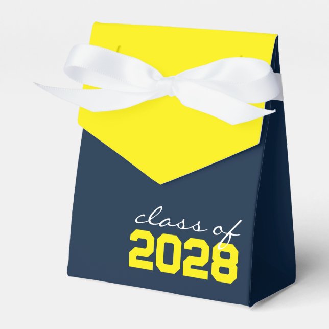 Navy Blue & Yellow Graduation Favour Boxes (Front Side)