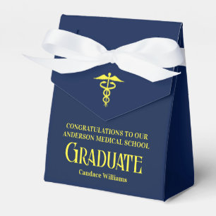 Navy Blue Yellow Medical School Graduation Party Favour Box