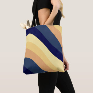 Navy Blue Yellow Orange Retro Summer Wave #1 Tote Bag
