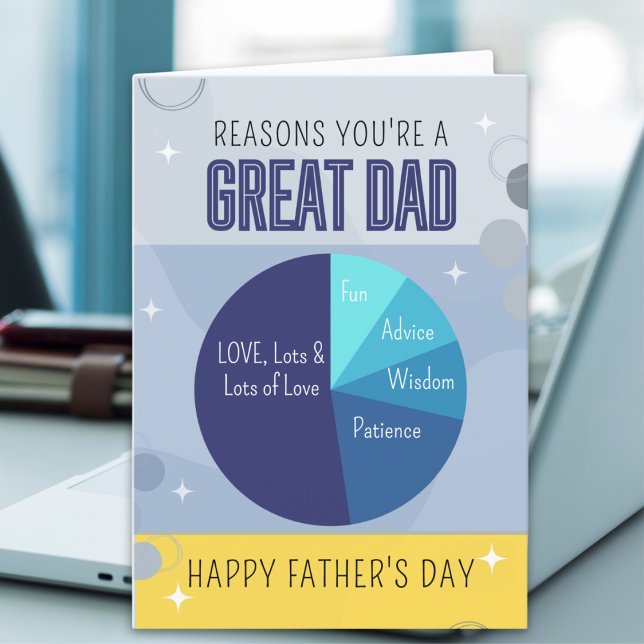 Navy Blue Yellow Playful Pie Chart Father's Day Card (Creator Uploaded)
