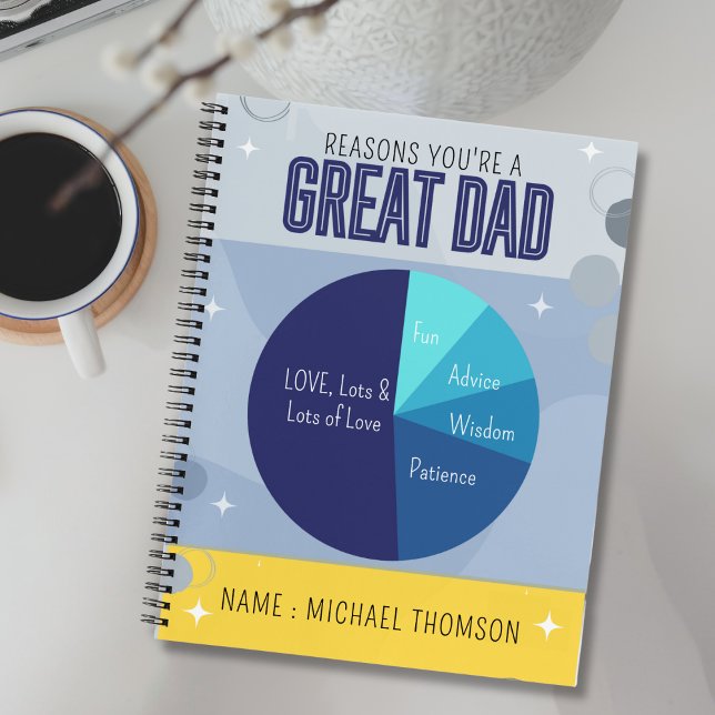 Navy Blue Yellow Playful Pie Chart Father's Day Notebook (Creator Uploaded)