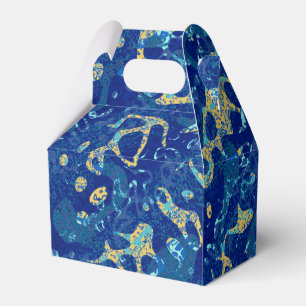 Navy Blue & Yellow Spotted Graphic Abstraction Favour Box