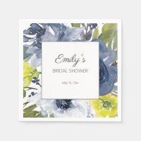 Navy Blue Yellow White Floral Bridal Shower
