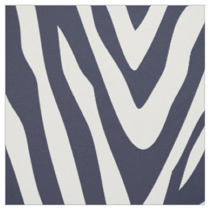 Navy Blue Zebra Print Large Scale Fabric