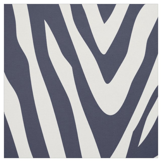 Navy Blue Zebra Print Large Scale Fabric (Swatch)