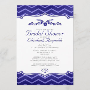 Navy Blue Zigzag Bridal Shower Invitations