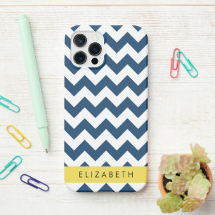 Navy Blue Zigzag, Navy Blue Chevron, Your Name iPhone 12 Pro Case