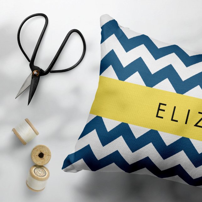 Navy Blue Zigzag, Navy Blue Chevron, Your Name Pillowcase (Creator Uploaded)