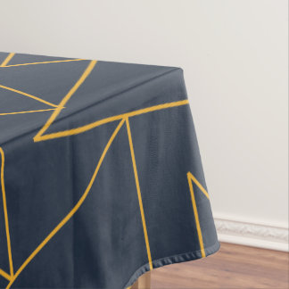 Navy blueand gold geometric tablecloth