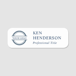 Navy-Blueand White Logo  Name Tag