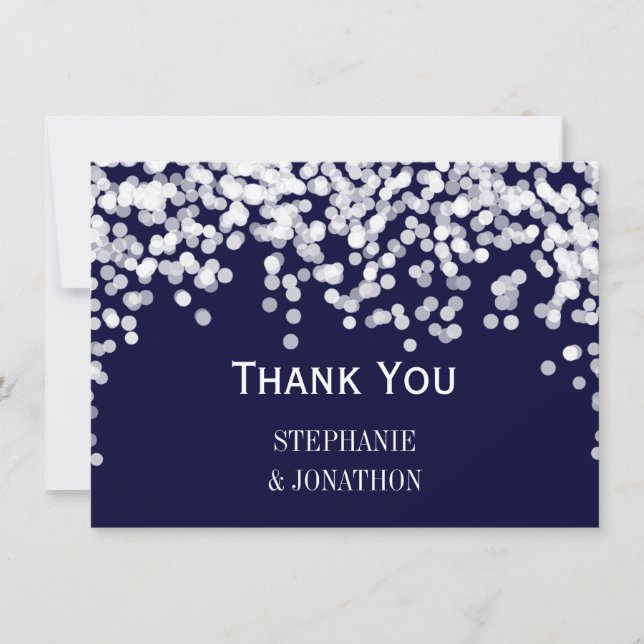 Navy BlueNight Lights Star Lights  Thank You Card (Front)