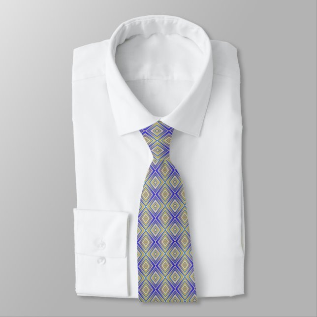 Navy Blues Alternative Diamond Pattern Tie (Tied)
