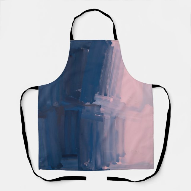 Navy Blush Abstract Brushstrokes Apron (Front)