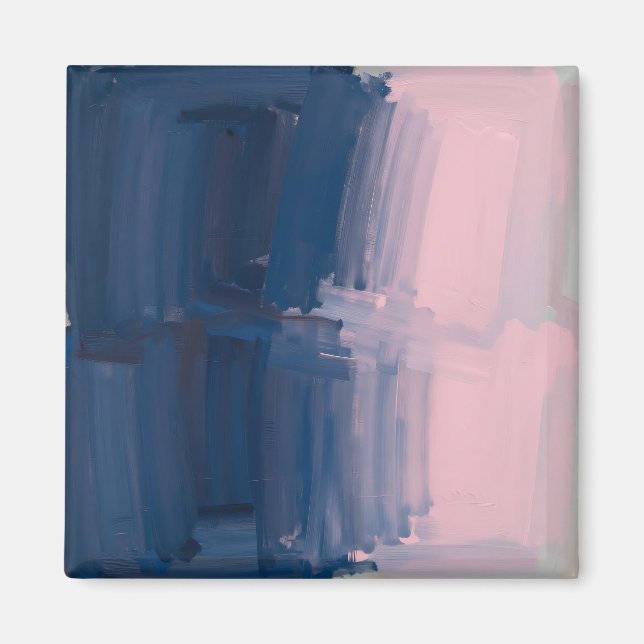 Navy Blush Abstract Brushstrokes Magnet (Front)