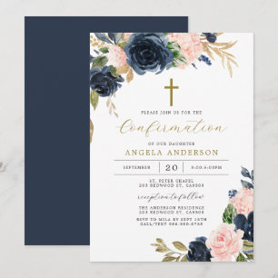 Navy Blush Baptism/Confirmation Invitation