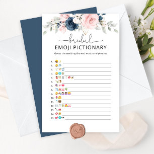Navy blush bridal shower emoji pictionary game