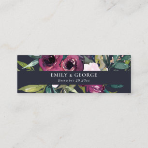 NAVY BLUSH BURGUNDY FLORAL BUNCH WEDDING WEBSITE MINI BUSINESS CARD