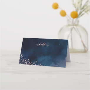 Navy blush calligraphy rustic wedding place cards