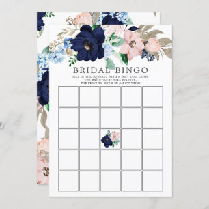 Navy & Blush Floral BINGO Bridal Shower Game Invitation