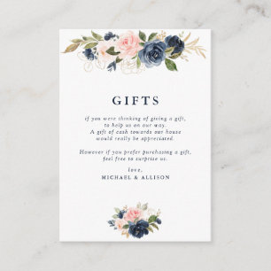 Navy & blush floral geometric wedding gifts card
