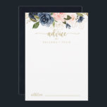 Navy Blush Floral Gold Wedding  Advice Card<br><div class="desc">This navy blush floral gold wedding advice card is perfect for a rustic wedding. The design features beautiful hand-painted dark blue, blue, navy, pink, blush, gold flowers and green foliage. These cards are perfect for a wedding, bridal shower, baby shower, graduation party & more. Personalise the cards with the names...</div>