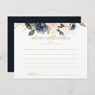 Navy Blush Floral Gold Wedding  Postcard