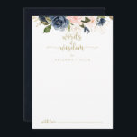 Navy Blush Floral Gold Wedding Words of Wisdom   Advice Card<br><div class="desc">This navy blush floral gold wedding words of wisdom advice card is perfect for a rustic wedding. The design features beautiful hand-painted dark blue, blue, navy, pink, blush, gold flowers and green foliage. These cards are perfect for a wedding, bridal shower, baby shower, graduation party & more. Personalise the cards...</div>