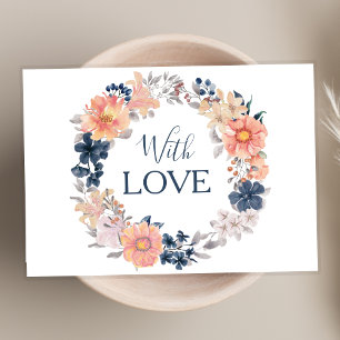 Navy & Blush Floral Wreath All-Occasion With Love Card