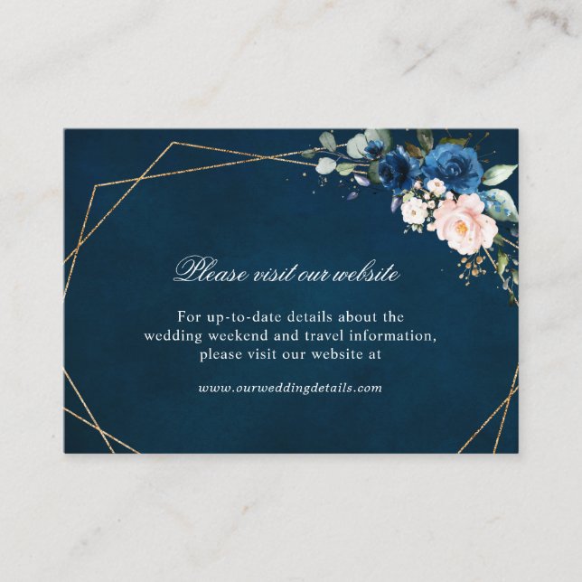 Navy Blush Geometric Website Details Enclosure Card (Front)