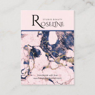 Navy Blush Gold Pink Marble Jewlery Display Business Card