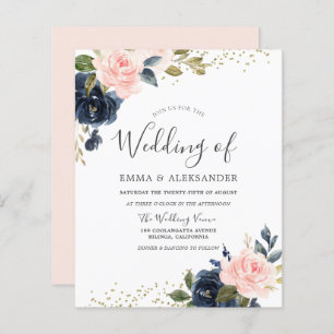 Navy & Blush On a Budget Wedding Invitation