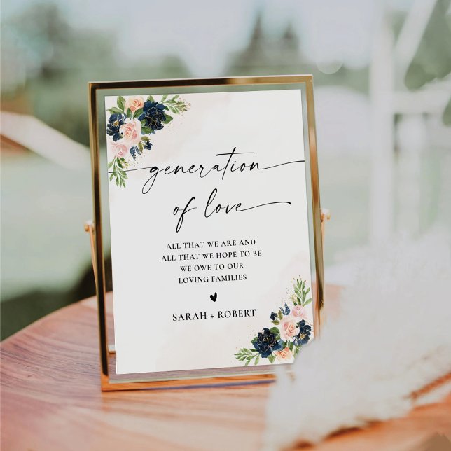 Navy & Blush Pink Floral Generation of Love Sign (Creator Uploaded)