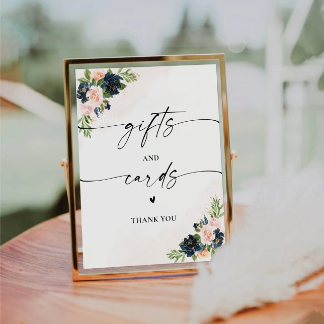 Navy & Blush Pink Floral Gifts and Cards Sign (Creator Uploaded)
