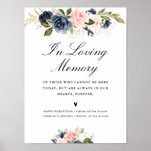 navy & blush pink wedding memorial sign