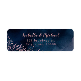 Navy blush rustic floral return address return address label