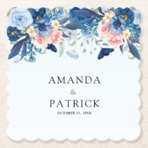 Navy Blush Watercolor Floral Wedding
