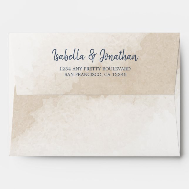 navy blush watercolor wedding envelope (Back (Top Flap))