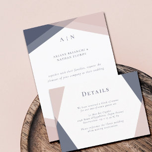 Navy Blush Wedding Detail Enclosure Card