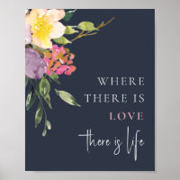 Navy Blush Yellow Burgundy Floral Love Is Life