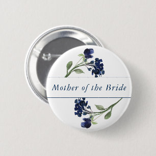 Navy Bohemian Wildflower   Elegant Wedding 6 Cm Round Badge
