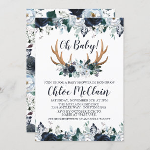 Navy Boho Baby Shower Invitation Baby Boy