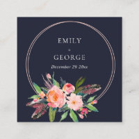 NAVY BOHO BLUSH FLORAL WREATH WEDDING WEBSITE RSVP