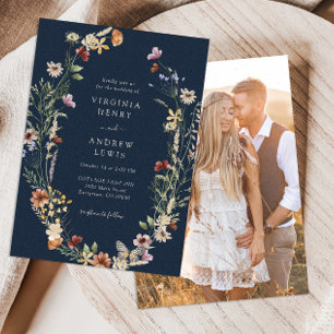 Navy Boho Wedding Invitation