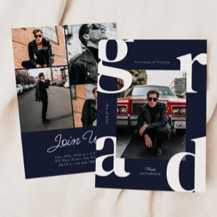 Navy Bold Typography Class of 2024 Graduation Invitation