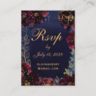 Navy Bordeaux Online RSVP With Details Card 