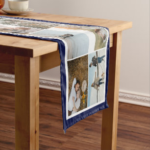 Navy Border 16 Photos Make Your Own Collage Short Table Runner