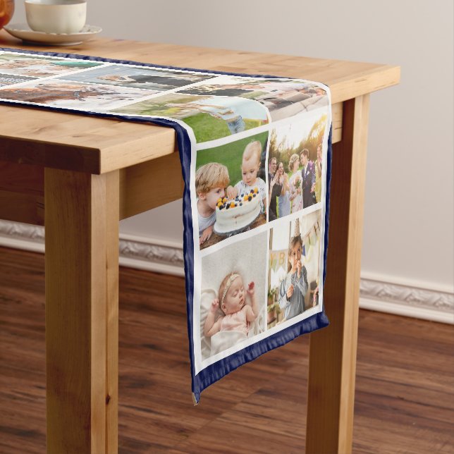 Navy Border 30 Photos Make Your Own Collage Long Table Runner (In Situ)